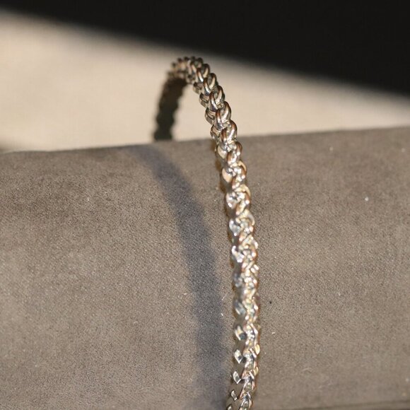 Silver Tone Graziano 3" Diameter Bangle Bracelet - Picture 3 of 8